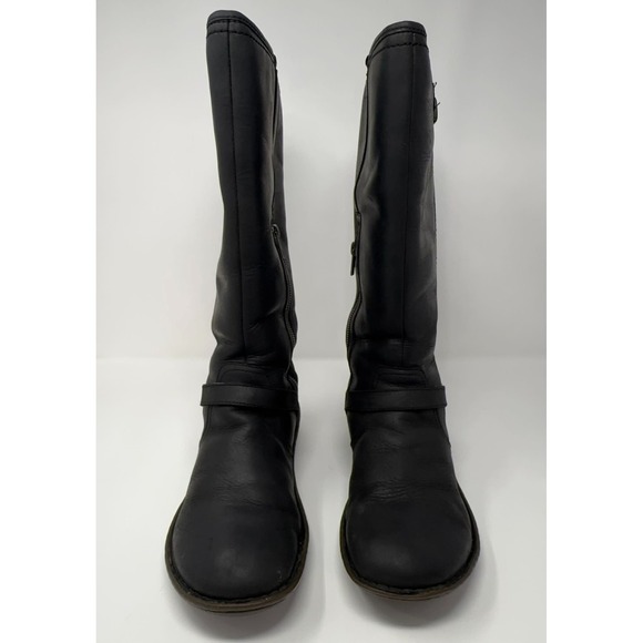 UGG 1003335 Tupelo Womens 10 Black Leather Tall Sheepskin Lined Riding Boots Zip - Picture 2 of 12